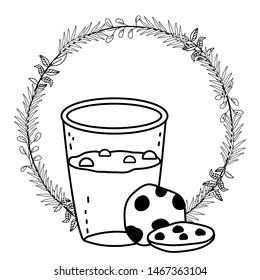 Iced coffee glass and cookie vector design
