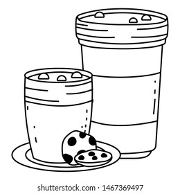 Iced coffee glass and cookie vector design