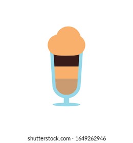 Iced coffee glass flat style icon design of time drink breakfast beverage morning store aroma and caffeine theme Vector illustration