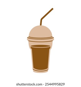 Café helado para llevar. Artículo de amante del café. Clipart plano simple