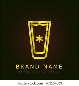 Iced coffee golden metallic logo