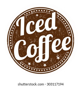 Iced Coffee Grunge Rubber Stamp On White Background, Vector Illustration