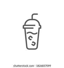 Iced coffee with ice cubes icon vector icon symbol drink isolated on white background