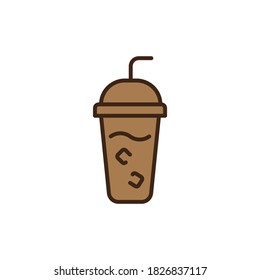Iced coffee with ice cubes icon vector icon symbol drink isolated on white background