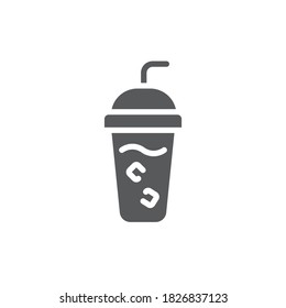 Café helado con cubos de hielo icono símbolo de vector bebida aislada en fondo blanco
