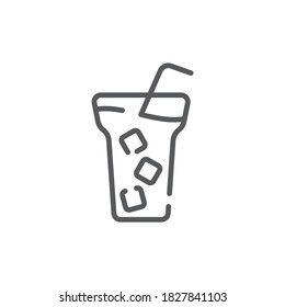 Iced coffee with ice cubes icon vector icon symbol drink isolated on white background