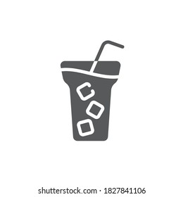 Iced coffee with ice cubes icon vector icon symbol drink isolated on white background