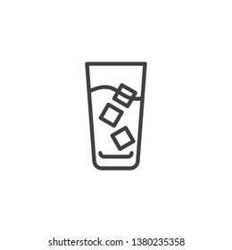 Iced coffee with ice cubes line icon. linear style sign for mobile concept and web design. Glass with ice coffee drink outline vector icon. Symbol, logo illustration. Pixel perfect vector graphics