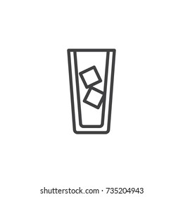 Iced coffee with ice cubes and coffee line icon, outline vector sign, linear style pictogram isolated on white. Symbol, logo illustration. Editable stroke
