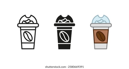 Iced coffee icon. Cold beverage vector illustration. Takeaway espresso symbol. Refreshing summer drink sign. Barista frappe energy concept.