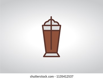 Iced Coffee icon, filled line icon