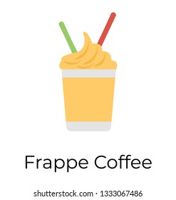 Iced coffee icon flat style vector 