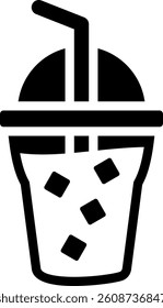 Iced Coffee Icon Glyph Vector Illustration