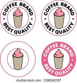 Iced Coffee Icon with Text isolated on a White Background