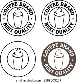 Iced Coffee Icon with Text isolated on a White Background