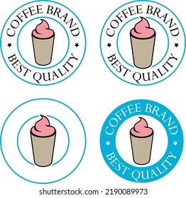 Iced Coffee Icon with Text isolated on a White Background