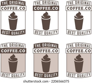 Icono de café picado con texto aislado en fondo blanco