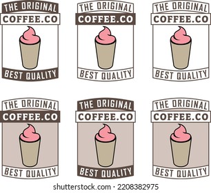 Icono de café picado con texto aislado en fondo blanco