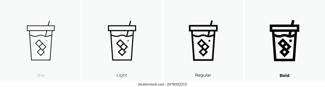 iced coffee icon. Thin, Light Regular And Bold style design isolated on white background