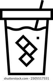 Eiskaffee-Symbol. Dünnes lineares Design einzeln auf weißem Hintergrund