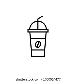 Iced Coffee Icon Vector Illustration Outline Style Design. Isolated On White Background