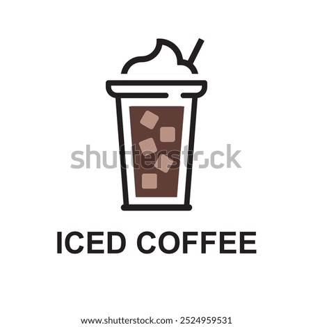Iced coffee icon, vector, illustration.