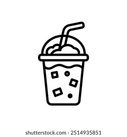 iced coffee icon vector in line style