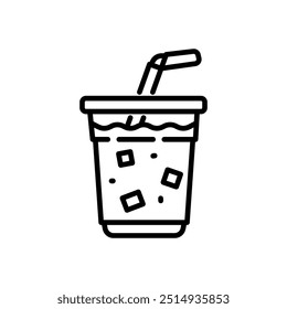 iced coffee icon vector in line style