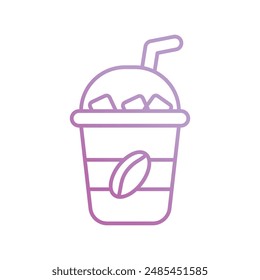 Eiskaffee-Ikone mit weißem Hintergrund Vektorgrafik Stock Illustration