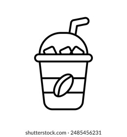 iced coffee icon with white background vector stock illustration
