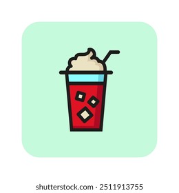 Iced coffee line icon. Coffee cocktail, dessert, cafe. Coffee concept. Vector illustration can be used for topics like drinks, menu, refreshment