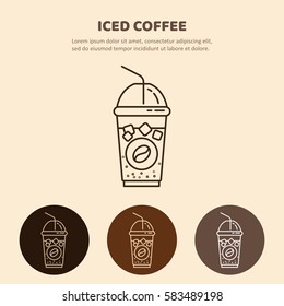 Iced Coffee  Line Icon.  Drink Vector. Linear Restaurant, Shop Pictogram.
