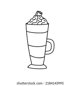 Iced coffee with milk doodle illustration in vector. Iced coffee with cream hand drawn illustration in vector. Milkshake doodle illustration in vector