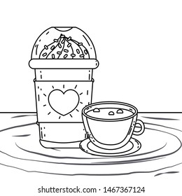 Iced coffee mug and cup vector design
