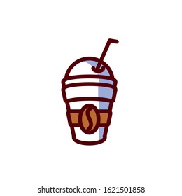 Iced coffee mug design of time drink breakfast beverage shop morning store aroma and caffeine theme Vector illustration
