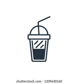 Iced coffee in plastic cup isolated icon on white background, 400 coffee set, logo and sign