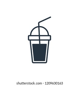 Iced coffee in plastic cup isolated icon on white background, 400 coffee set, logo and sign