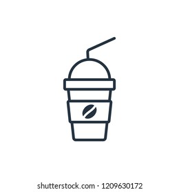 Iced coffee in plastic cup isolated icon on white background, 400 coffee set, logo and sign