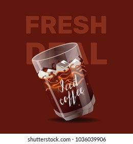 Iced coffee realism style vector illustration