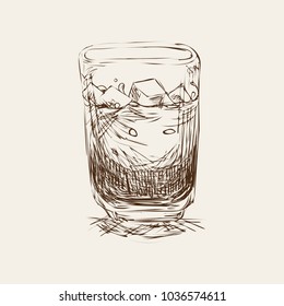 Iced coffee sketch style vector illustration