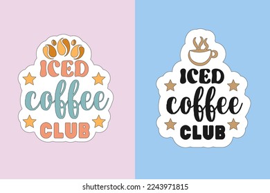 Iced coffee stickers vector design on colorful background