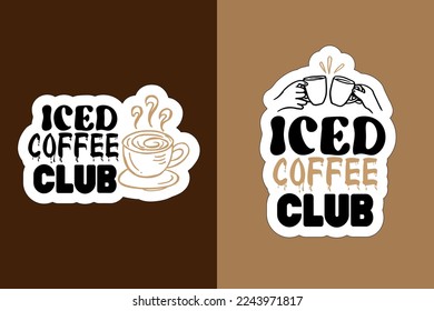 Iced coffee stickers vector design on colorful background