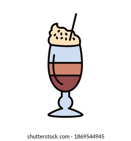 iced coffee with straw drink line and fill style icon vector illustration design