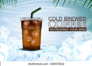 Iced Coffee Takeaway Cup With Ice Background