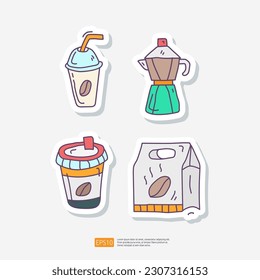 Iced coffee icons outline style / Iced coffee vector