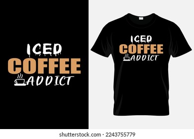 Iced coffee typography t shirt colorful template