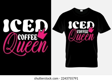 Iced coffee typography t shirt colorful template