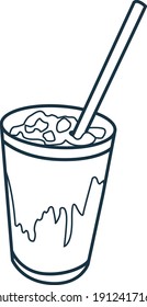 Icono de vector de café picado, icono de café helado, icono de cubos de hielo