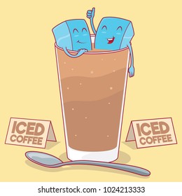 Iced Coffee vector illustration. Food, drink design concept