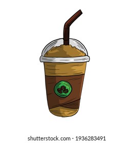 Iced coffee vector picture  Coffee mug icon